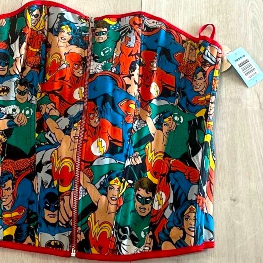 DC comics canvas lace up corset